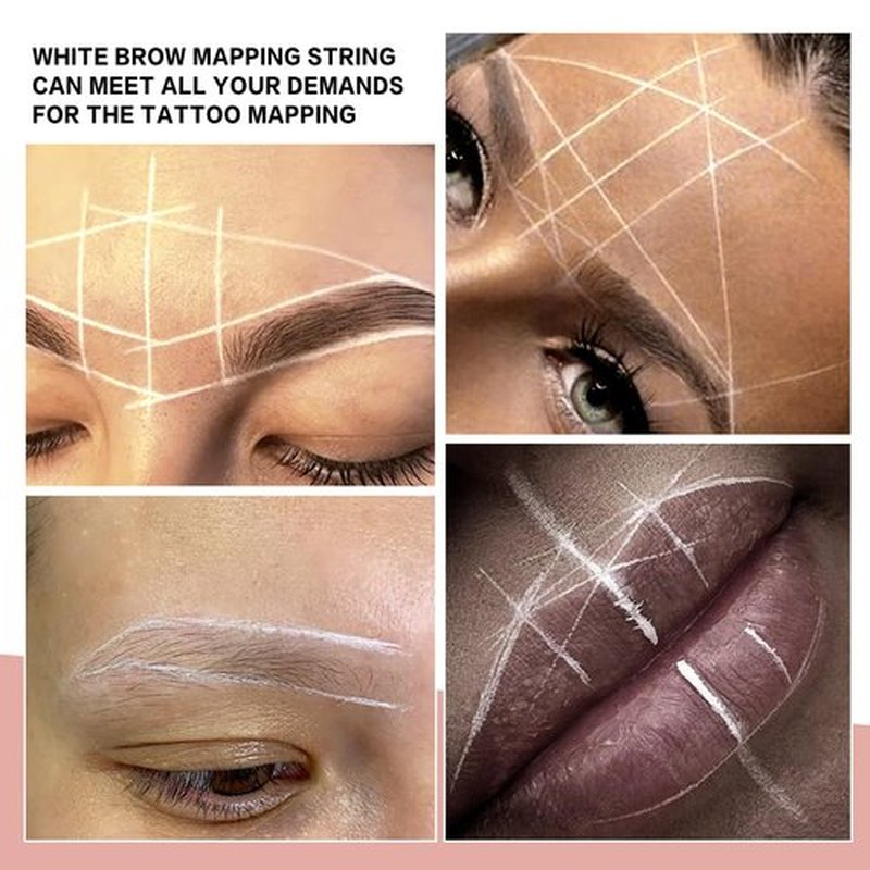 QUEEJOY Brow Mapping String - [100 Ft Bottles - 30 m] Pre-inked Eyebrow Mapping String Thread, Eyebrow Mapping Tool with Instructions, hilo para marcar cejas for Marking Symmetrical Eyebrows (White)