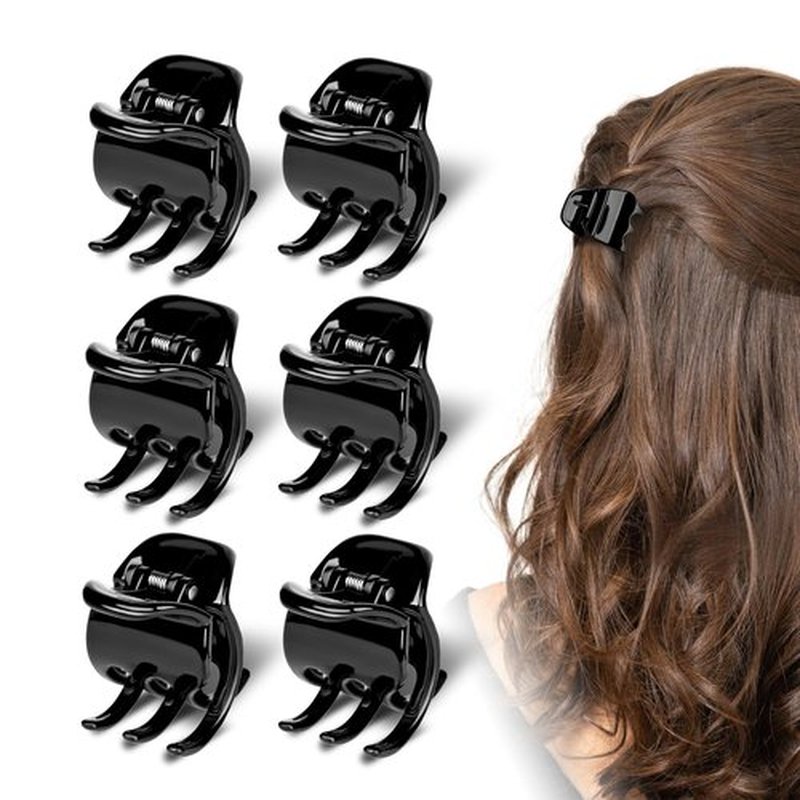 aelBael 6-Piece Hair Claw Clips-1.3 Inch Jaw Clips That Won't Let YourThick or Medium Hair Escape, Nonslip Wonders for Women and Girls' Hair Accessories Black