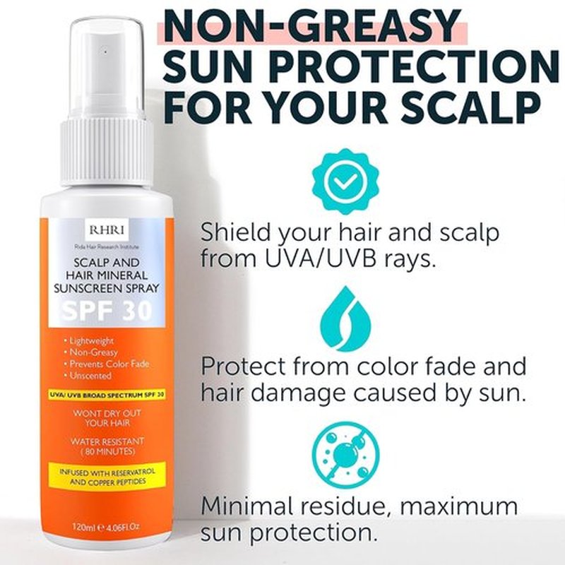 Premium SPF 30 Hair Sunscreen Spray - Non-Greasy UV Protection & Heat Defense | Prevents Color Fade & Dryness | 4 oz