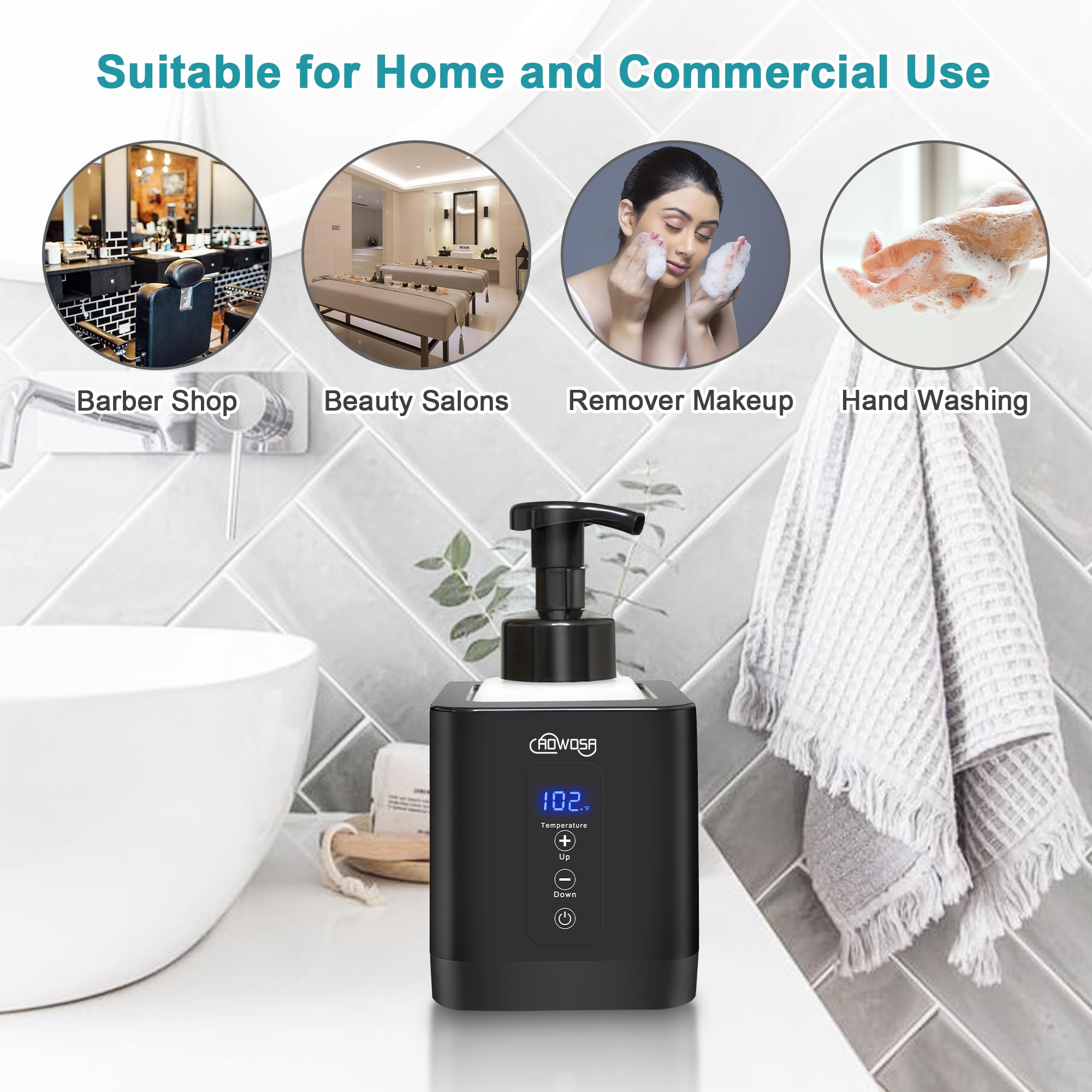 Hot Lather Machine for Shaving, Professional Lather Maker for Men Face Shaving, Large Capacity Shaving Foam Machine for Home Use Salon Barber Shop, with 2 Foam Bottle, ℃/℉ Switchable Display