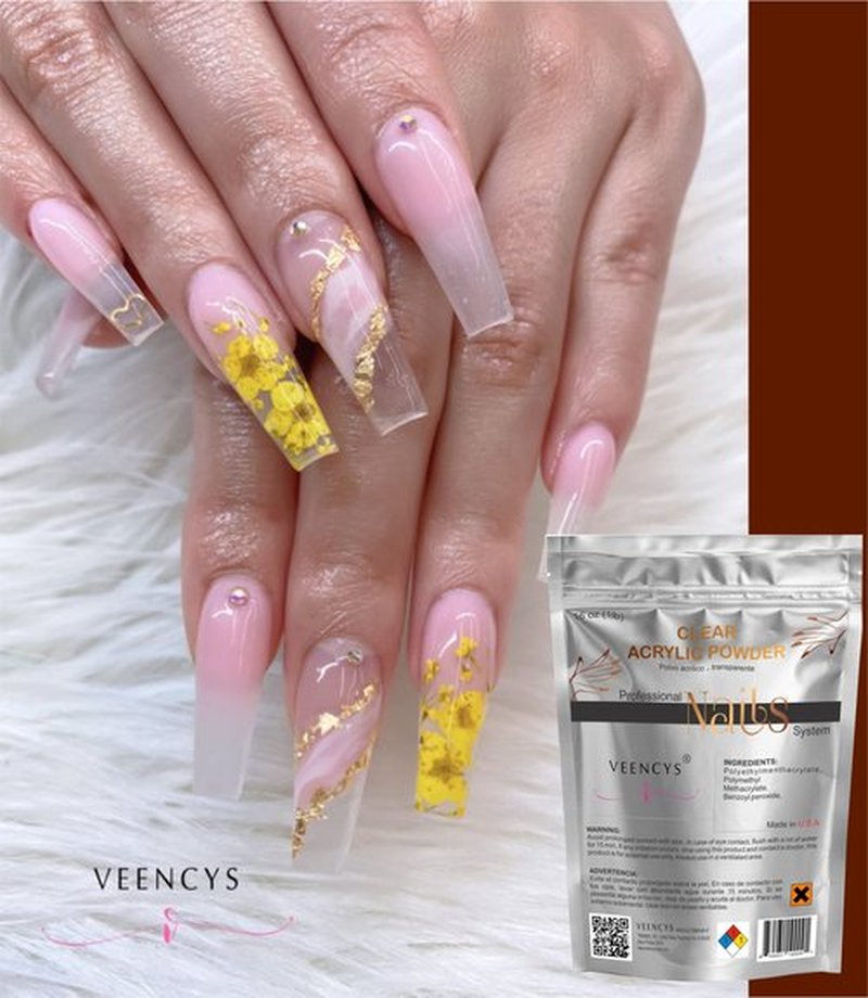 PROFESSIONAL ACRYLIC DIP POWDER FOR NAIL ART-LONG LASTING-LARGE CAPACITY AND QUICK DRY QUALITY SALON MANICURE-NAIL EXTENSION (16 oz, Clear) BY VEENCYS