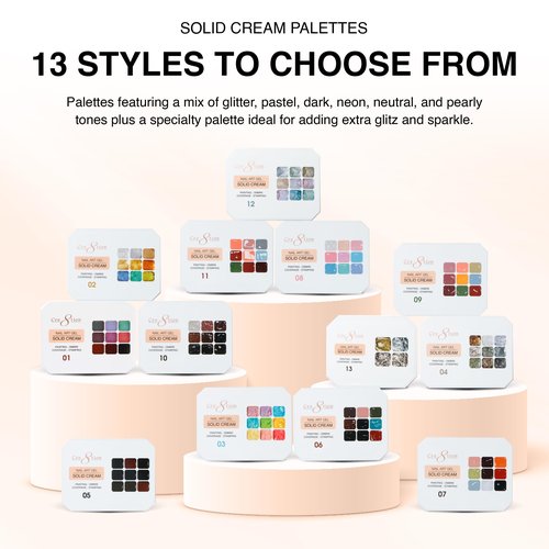 Cre8tion Nail Art Gel Solid Cream Palette for Nail Painting, Ombre, Stamping and Coverage, HEMA Free, TPO Free, 9 Colors (07)