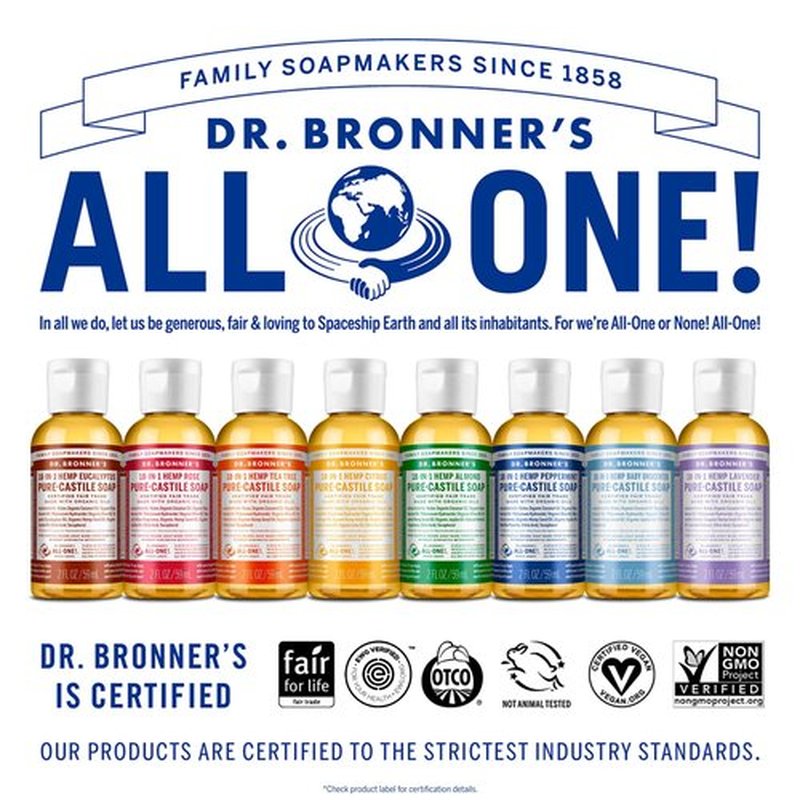 Dr. Bronner's - Pure-Castile Liquid Soap, Made with Organic Oils, 18-in-1 Uses: Face, Body, Hair, Laundry, Pets and Dishes, Concentrated, Vegan, Non-GMO (Lavender, 2 ounce, 2-Pack)