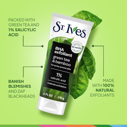 St. Ives Blackhead Clearing Face Scrub - Unclogs Pores & Clears Blackheads | Green Tea & Bamboo, 6 oz