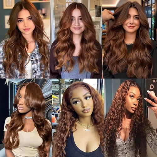 #30 Light Brown Bundles Human Hair Body Wave Bundles 22 22 22 Inch Brown Body Wave Bundle Human Hair Extensions Double Weft Unprocessed Brazilian Virgin Hair 3 Bundle 50 Grams Per Bundle