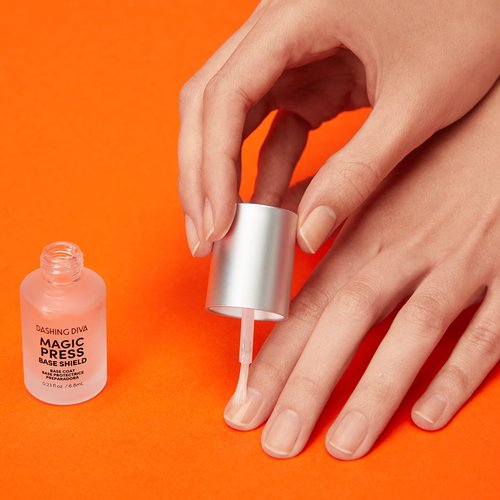 Dashing Diva Red Therapy Magic Press Base Shield - Protective Base Coat for Press On Nails - Prolongs Wear, Protects Nail - 0.23 Fl Oz