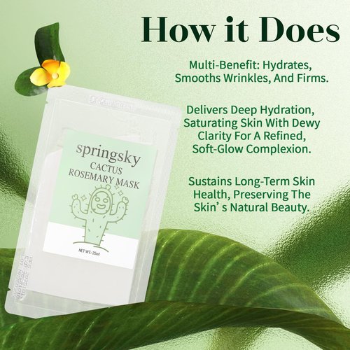 SPRINGSKY Cactus Sheet Mask,8-Pack Korean Skincare Face Mask,Deep Hydrating & Moisturizing Skincare for Dry & Sensitive Skin,Soothes Skin,Instant Calm & Glow,Korean Beauty