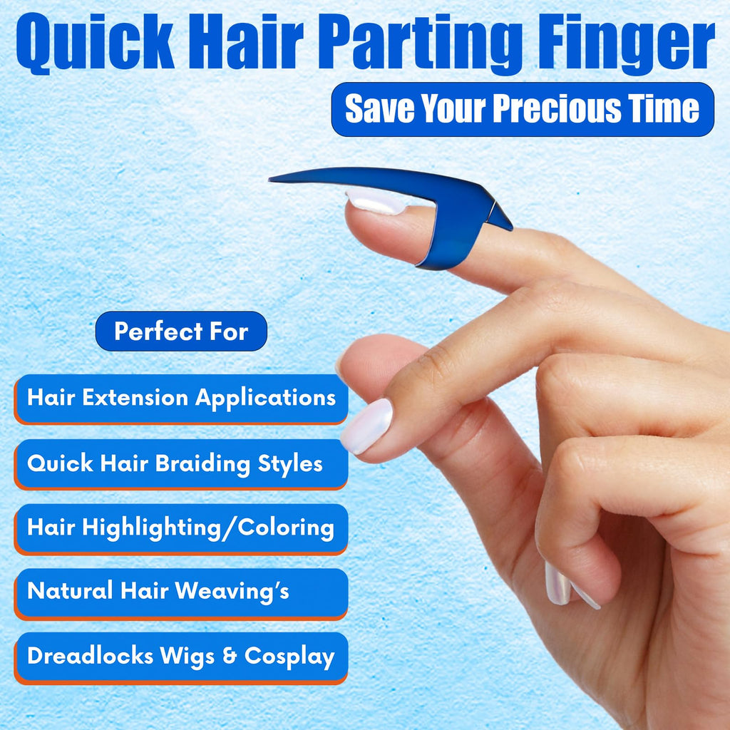 Pro Hair Parting & Sectioning Rings - Stainless Steel Finger Braiding Hair Pick Tools for Durable Dreadlocks Wig, Curling, Weaving, Styling, Balayage, & Quick Installation of Remy Human Hair Extensions Hair Styling Tools