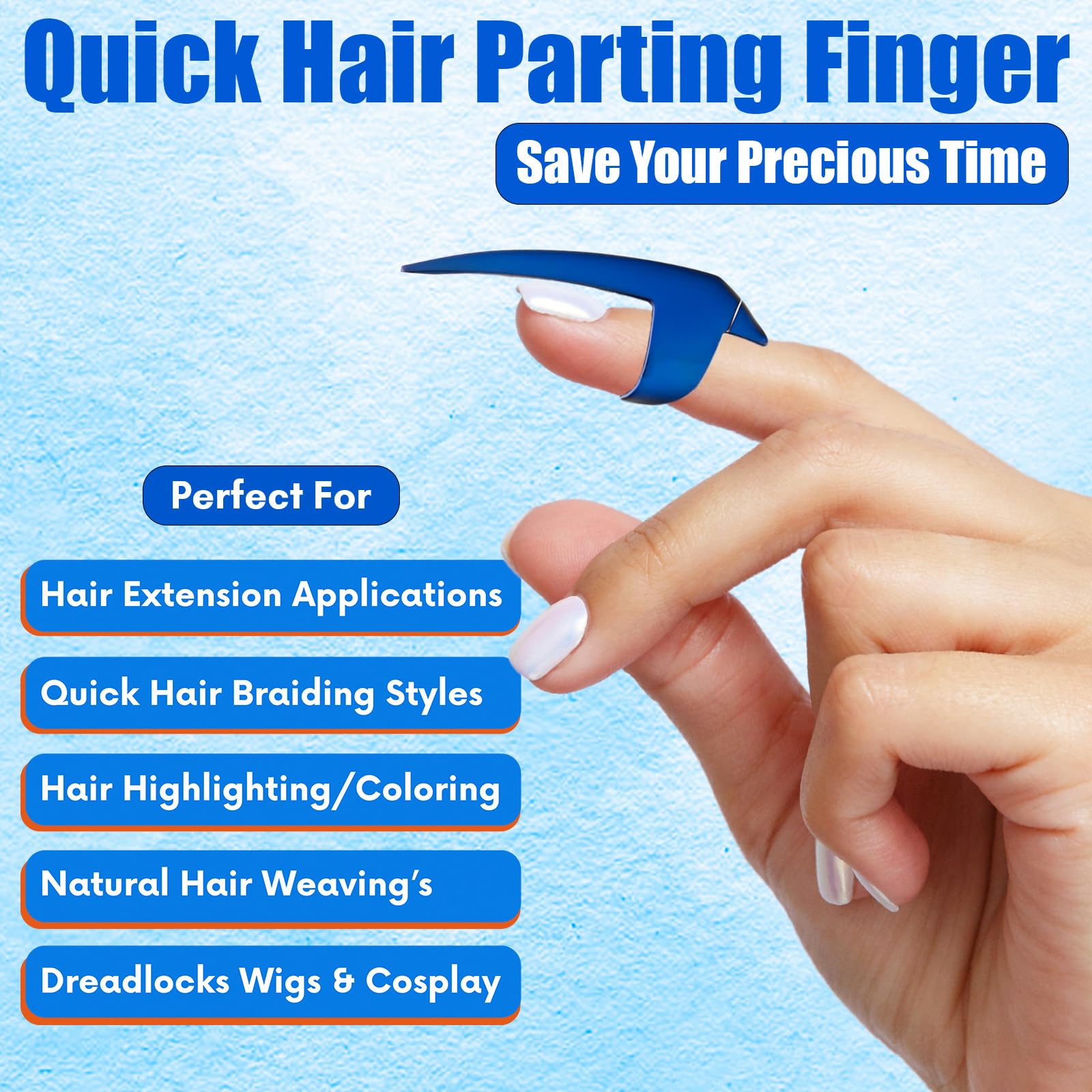Pro Hair Parting & Sectioning Rings - Stainless Steel Finger Braiding Hair Pick Tools for Durable Dreadlocks Wig, Curling, Weaving, Styling, Balayage, & Quick Installation of Remy Human Hair Extensions Hair Styling Tools