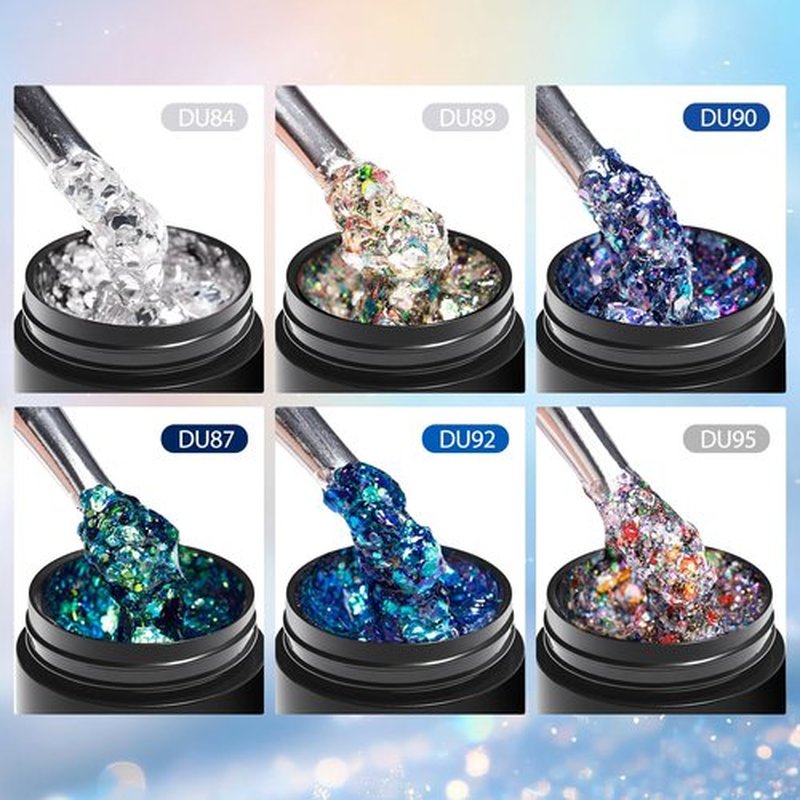 MTSSII Glitter Sequins Nail Gel Soak Off UV/LED Nail Gel Shiny Bling Nail Art Design Gel for Beauty Salon And Home Use