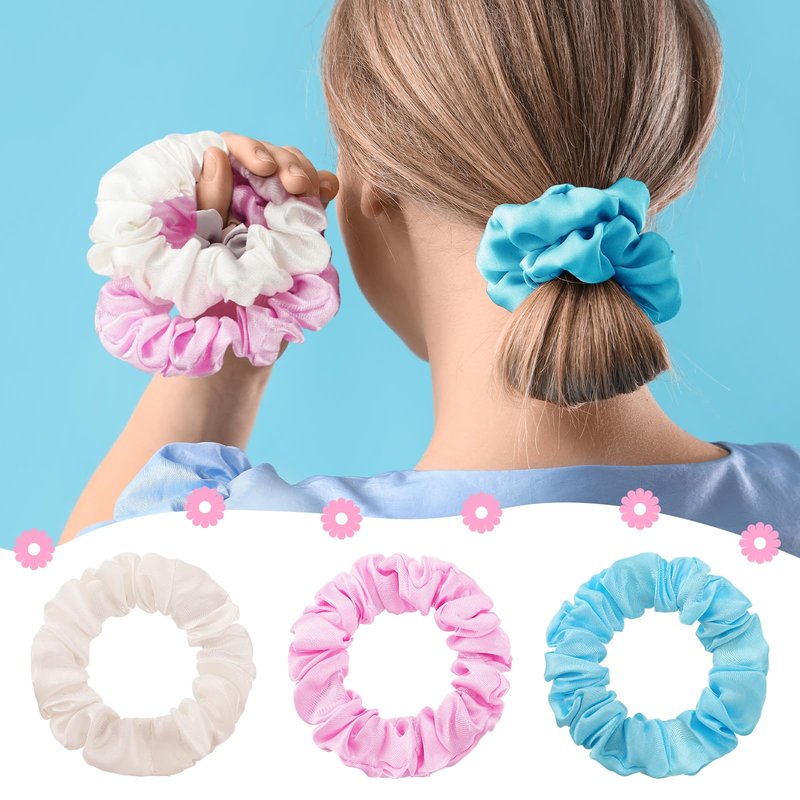 WILLBOND 48 Pieces Pastel Small Scrunchies Bulk Macaron Mini Satin Hair Ties Multicolor Elastic Silk Hair Bands Accessories Ponytail Holders for Women
