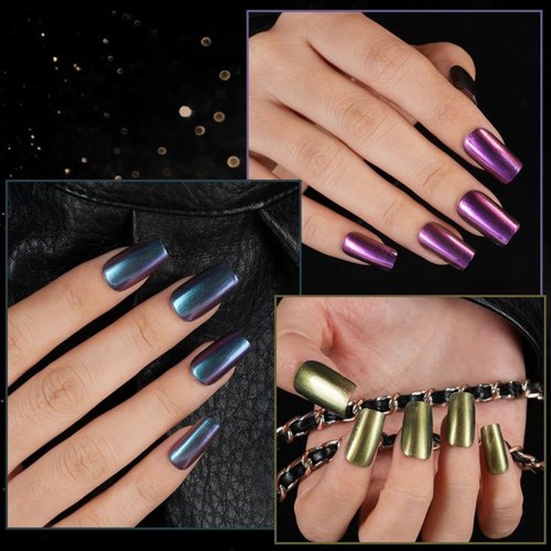 Misssix Nail Polish Set 6 Colors 5ml Holographic Metallic Lacquer Quick Dry Nail Polish Long Last Fingernail Toe Nail Art for Women Girls Home Salon