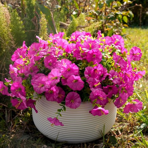 Fanfantoey Artificial Flowers - UV Resistant Silk Morning Glory Plants for Outdoor Decor | 14 Pcs Fuchsia