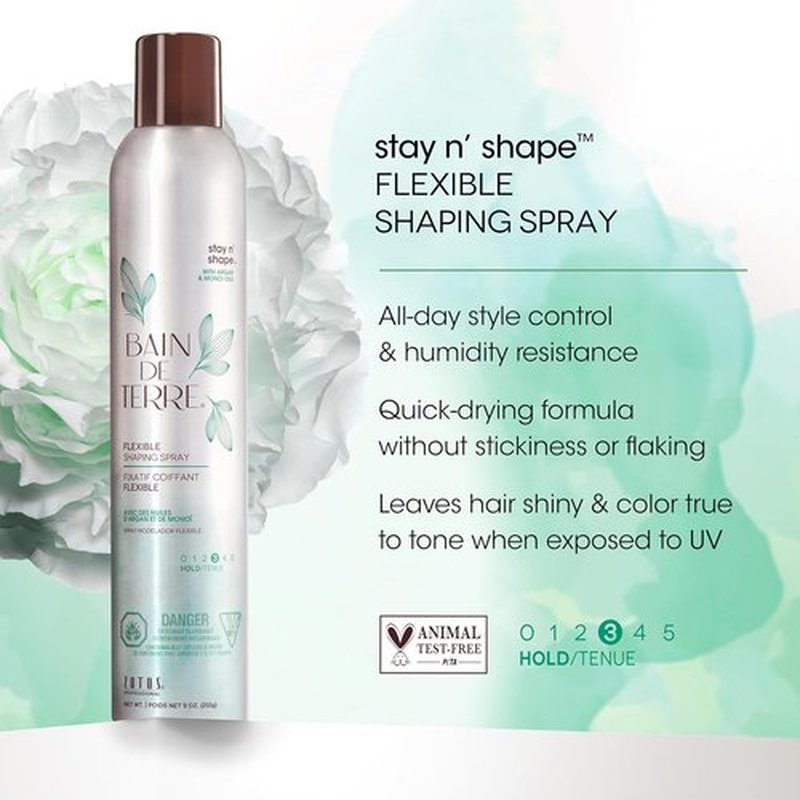 Bain de Terre Hairspray - Nourishing Argan & Monoi Oils for Strong Hold | 9 Fl Oz