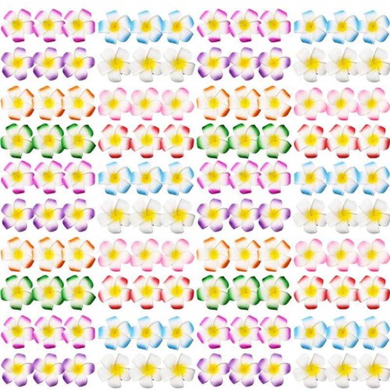 Geosar 100 Pcs Plumeria Hair Clip Hawaiian Foam Flower Hair Clips for Women Luau Beach Hawaii Tropical Bridal Wedding Party Decorations Accessories Vacation Supplies(2.8 Inch)