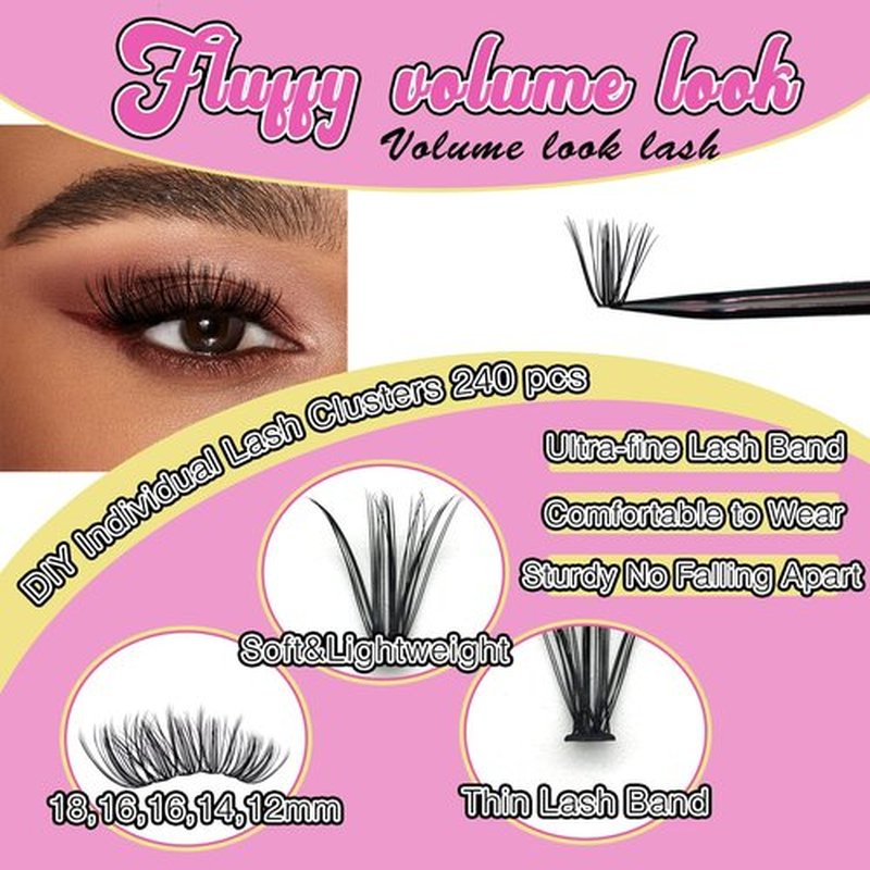 SZYZKJ Lash Clusters 3D Multilayered DIY Cluster Eyelash Extensions 144pcs D Curl 12-18mm Mix Individual Lashes Cluster (D Natural 12-18mm-D)