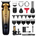 Hatteker Men's Beard Trimmer Kit Electric Razor Shaver Professional Hair Clipper with Zero Gapped T-Blade Nose Ear Beard Body Trimmer for Men Waterproof Cordless Grooming Kit 6 in 1