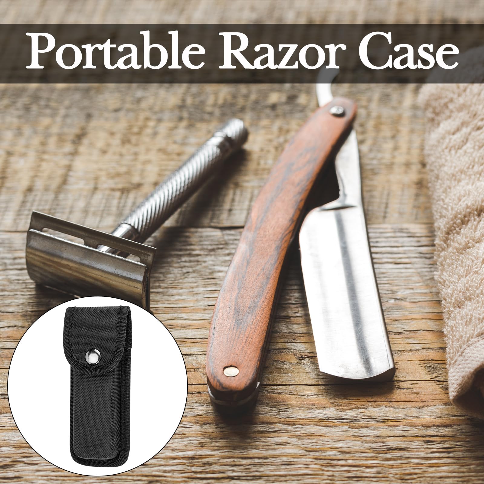 Linkidea 2 Pack Straight Razor Case, Nylon Travel Pouch for Barber Folding Shavette & Manual Razors, Protective Holder Bag (Black/Empty Case Only)