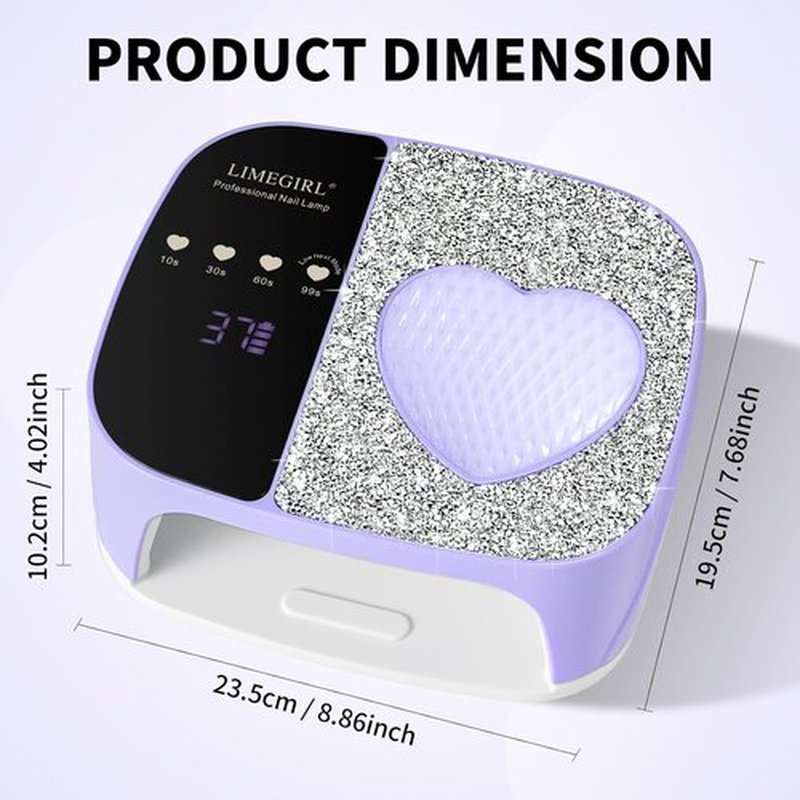LIMEGIRL UV LED Nail Lamp Kit - Fast Curing Gel Polish Dryer with 4 Timer Settings | Cordless & Rechargeable for Home & Salon Use