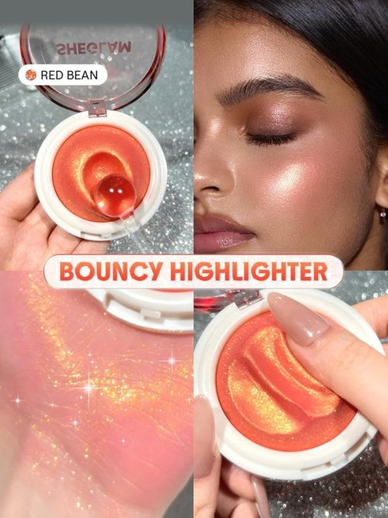 SheGlam Glowchi Bouncy Highlighter - Long-Lasting Shimmer Makeup in Red Bean Shade