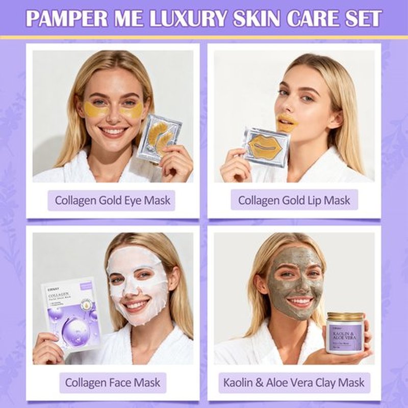 EIRNAY Valentines Day Gifts for Women, Spa Gifts Basket for Women, 21pcs Lavender Bath and Body Gift Basket, Self Care Gifts, Facial Skin Care Set, Birthday Gifts for Mom, Wife, Girlfriend, Sister