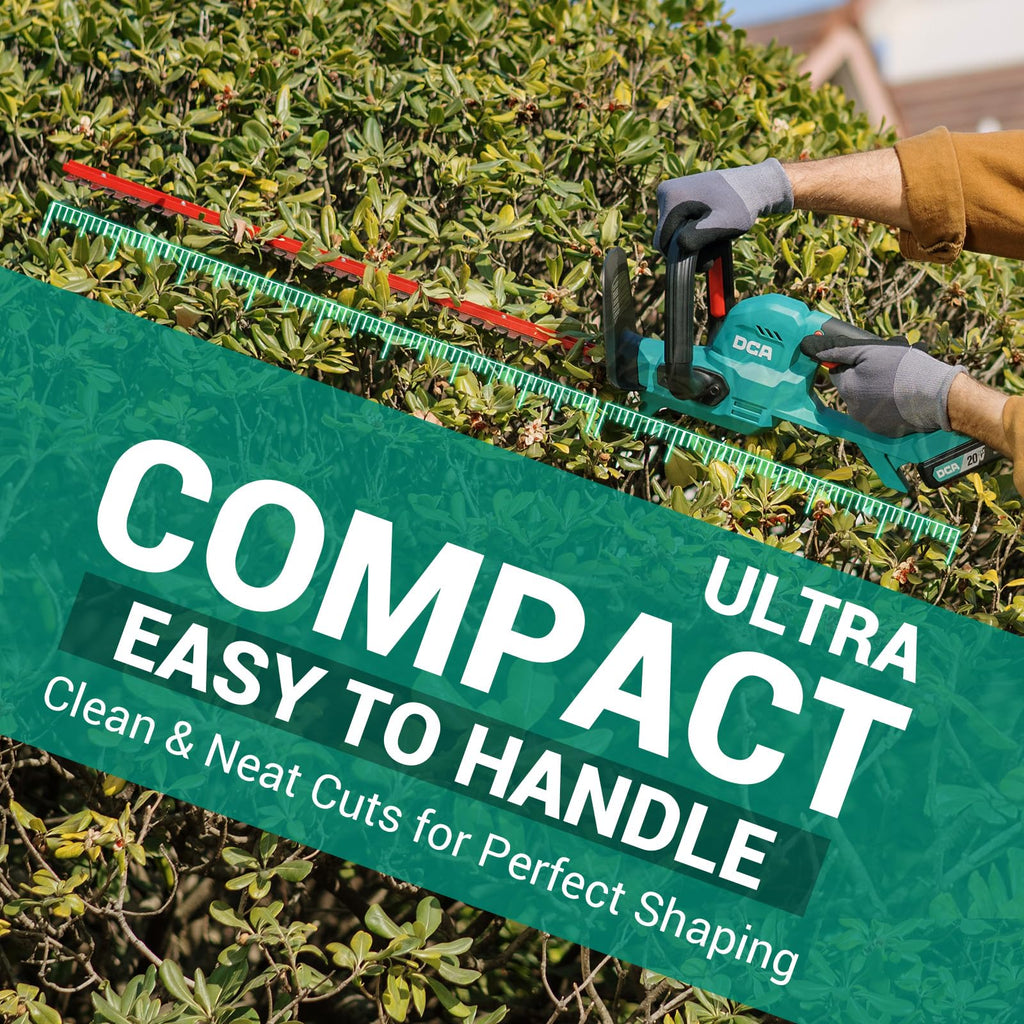 DCA 22 inch Hedge Trimmer Cordless 20V, 2800RPM Electric Bush Trimmer with Dual-Action Blade, 3/4" Cutting Capacity, 5.2 LBS Lightweight Bush Clipper, 180° Rotatable, 2.0Ah Battery & Charger Included