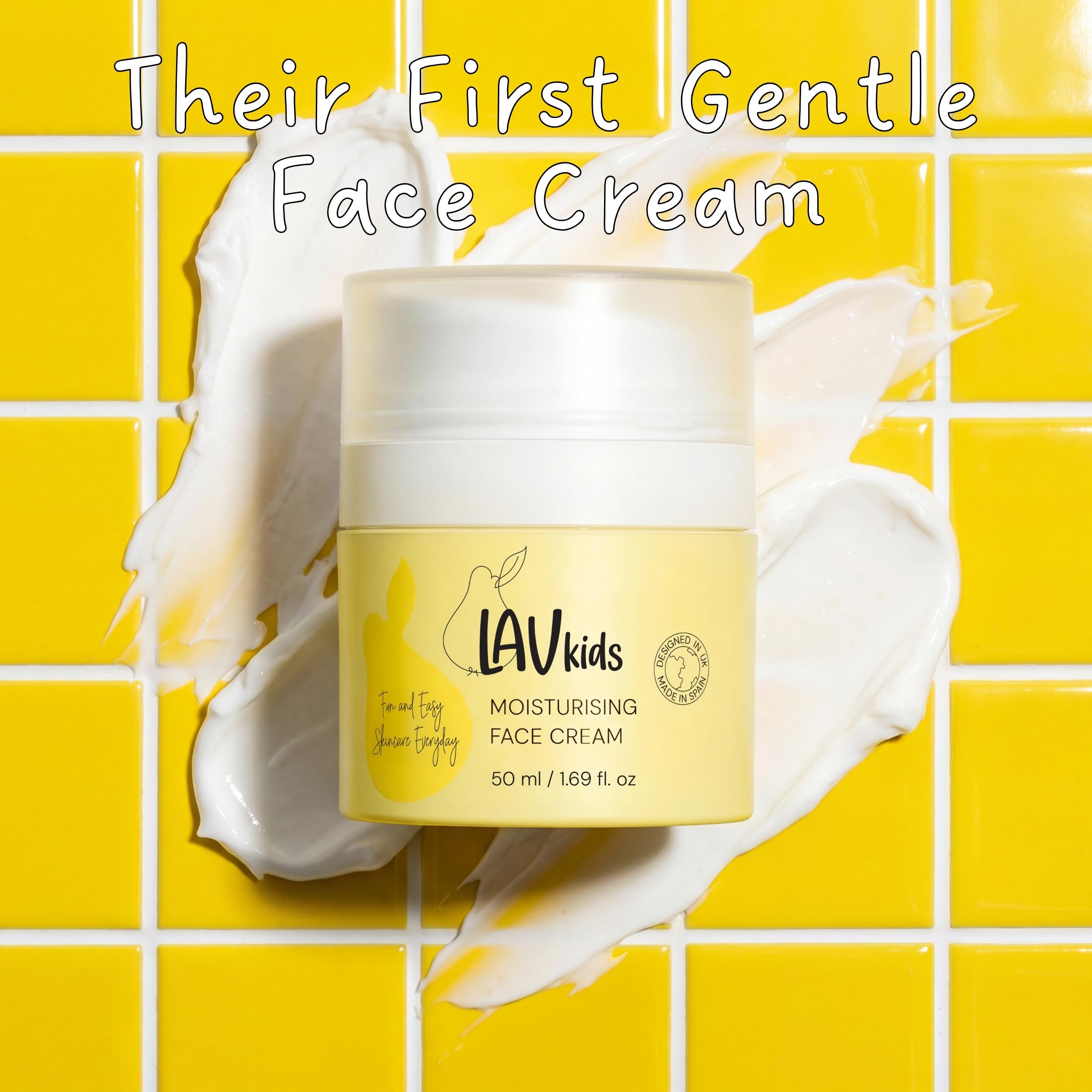 LAV KIDS Face Moisturiser with Jojoba Oil, Sweet Almond Oil, Shea Butter 50ml, Gentle Kids and Baby Moisturiser Cream, Dermatologically Tested for All Skin Types