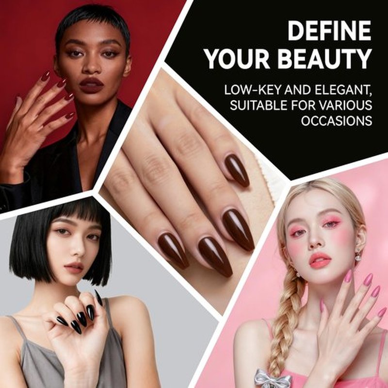 U-LIAN Press on Nails Short, 2 Shapes 576PCS Fake Nail, Almond Square and Medium Coffin Glossy Press on Nails Kit, 24 Packs Full Cover Press On with Glossy Designs For Women Girls