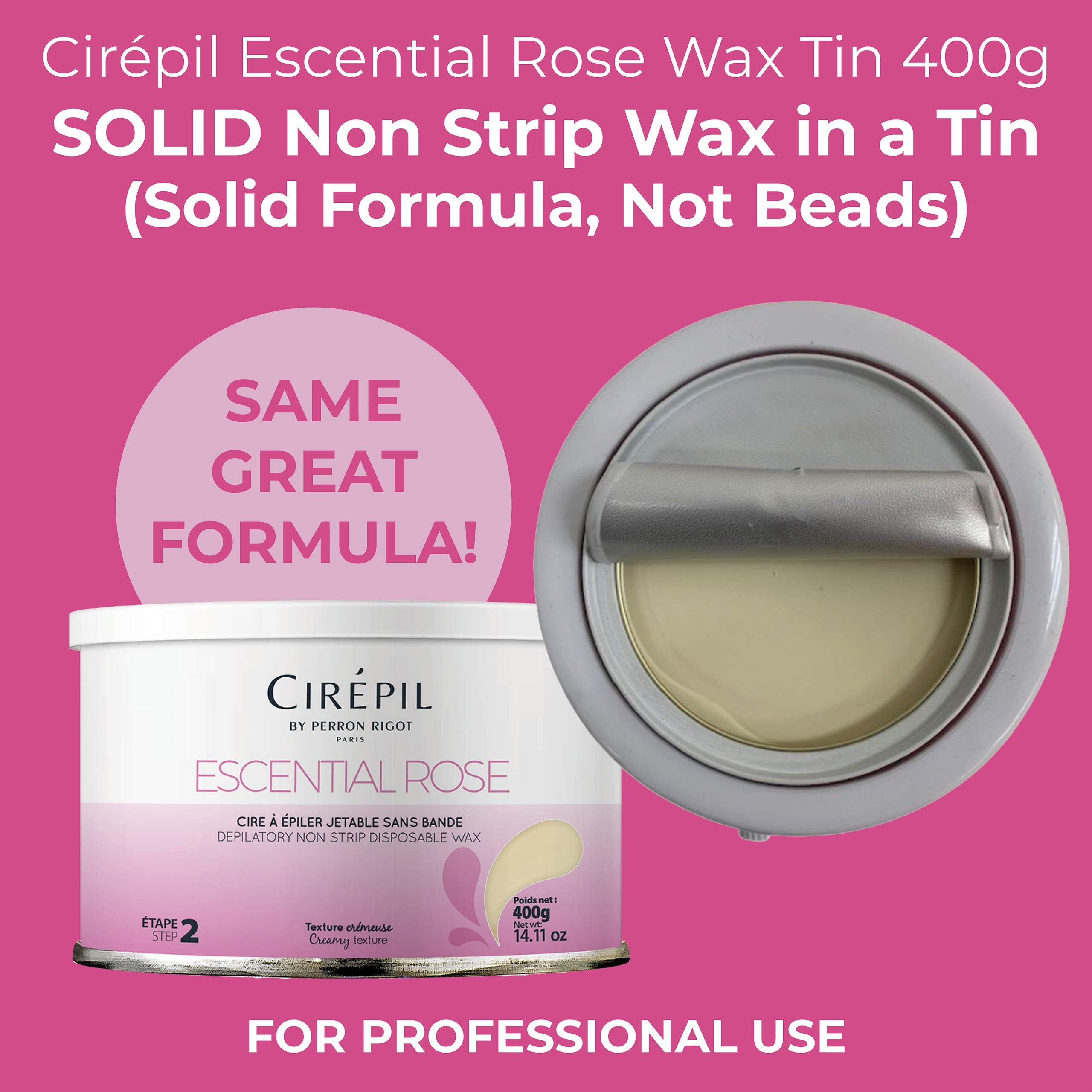 Cirepil ESCENTIAL ROSE Stripless Hard Wax Tin 14.11oz / 400g