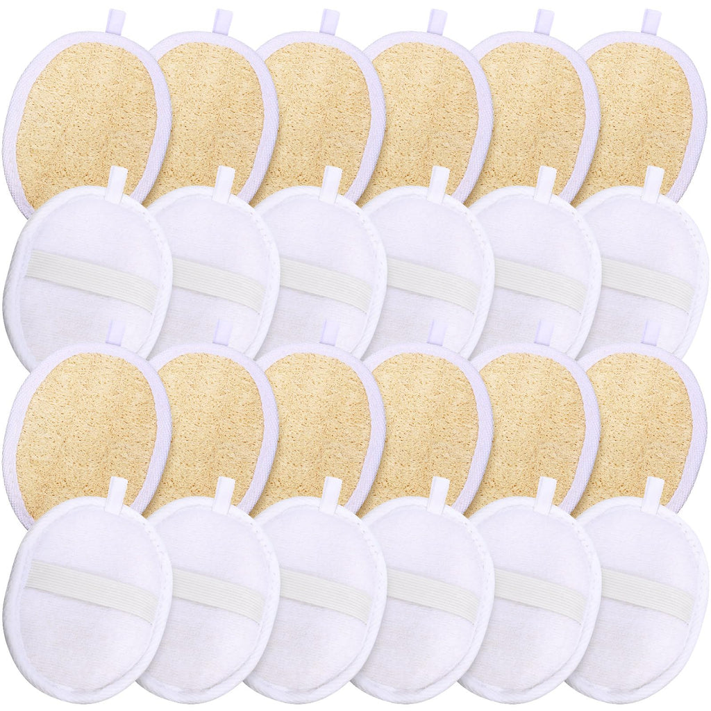 Boao 24 Pcs Loofah Pack Loofah Pads Bulk for Facial Exfoliating Body Bath Shower Mini Sponge Pads Natural Scrubber Brush for Men Women Spa and Travel