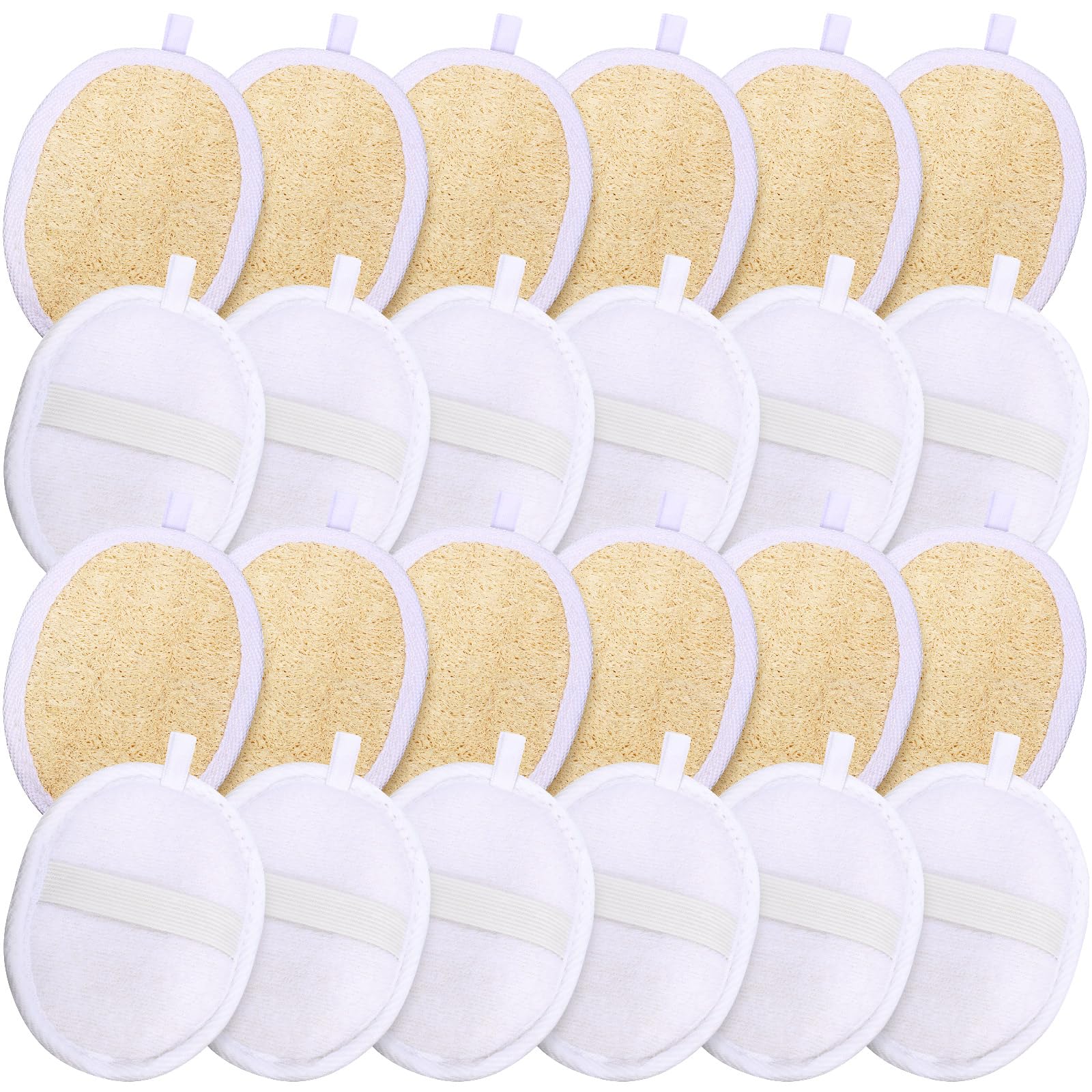 Boao 24 Pcs Loofah Pack Loofah Pads Bulk for Facial Exfoliating Body Bath Shower Mini Sponge Pads Natural Scrubber Brush for Men Women Spa and Travel