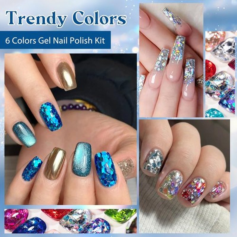 MTSSII Glitter Sequins Nail Gel Soak Off UV/LED Nail Gel Shiny Bling Nail Art Design Gel for Beauty Salon And Home Use