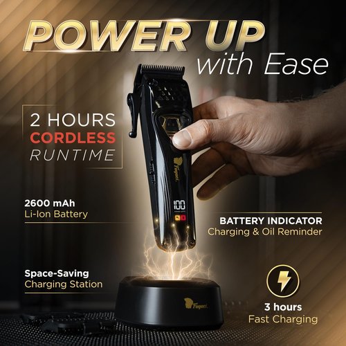Fagaci Professional Hair Clippers for Men with DLC Blades and High Torque, Vector Motor 12000 RPM Professional Barber Clippers Cordless, Mens Hair Clipper Cordless Set