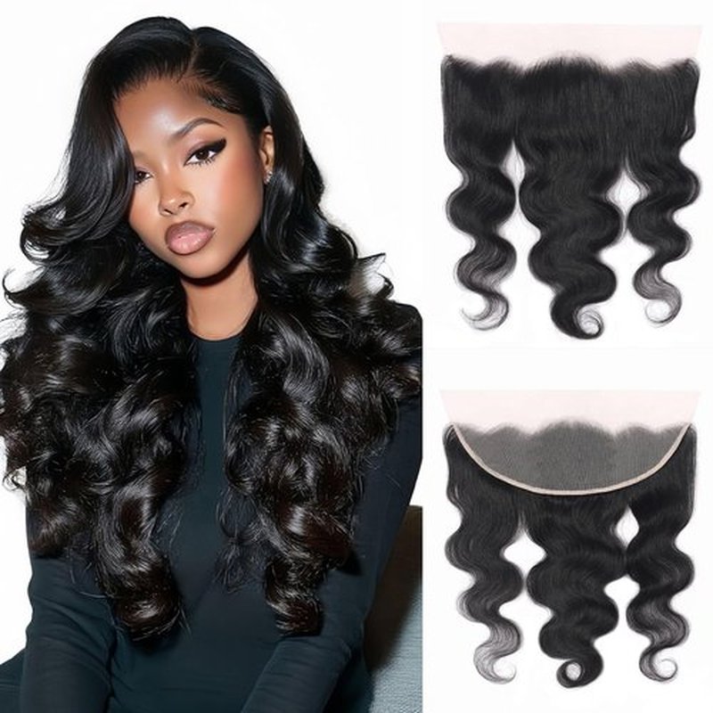 13x4 HD Lace Frontal Closure Body Wave Ear to Ear Lace Frontal Pre Plucked 18 Inch Remy Human Hair Front Free Part 150% Density Hair Extensions for Black Women(Natural Black, 18 Inch)
