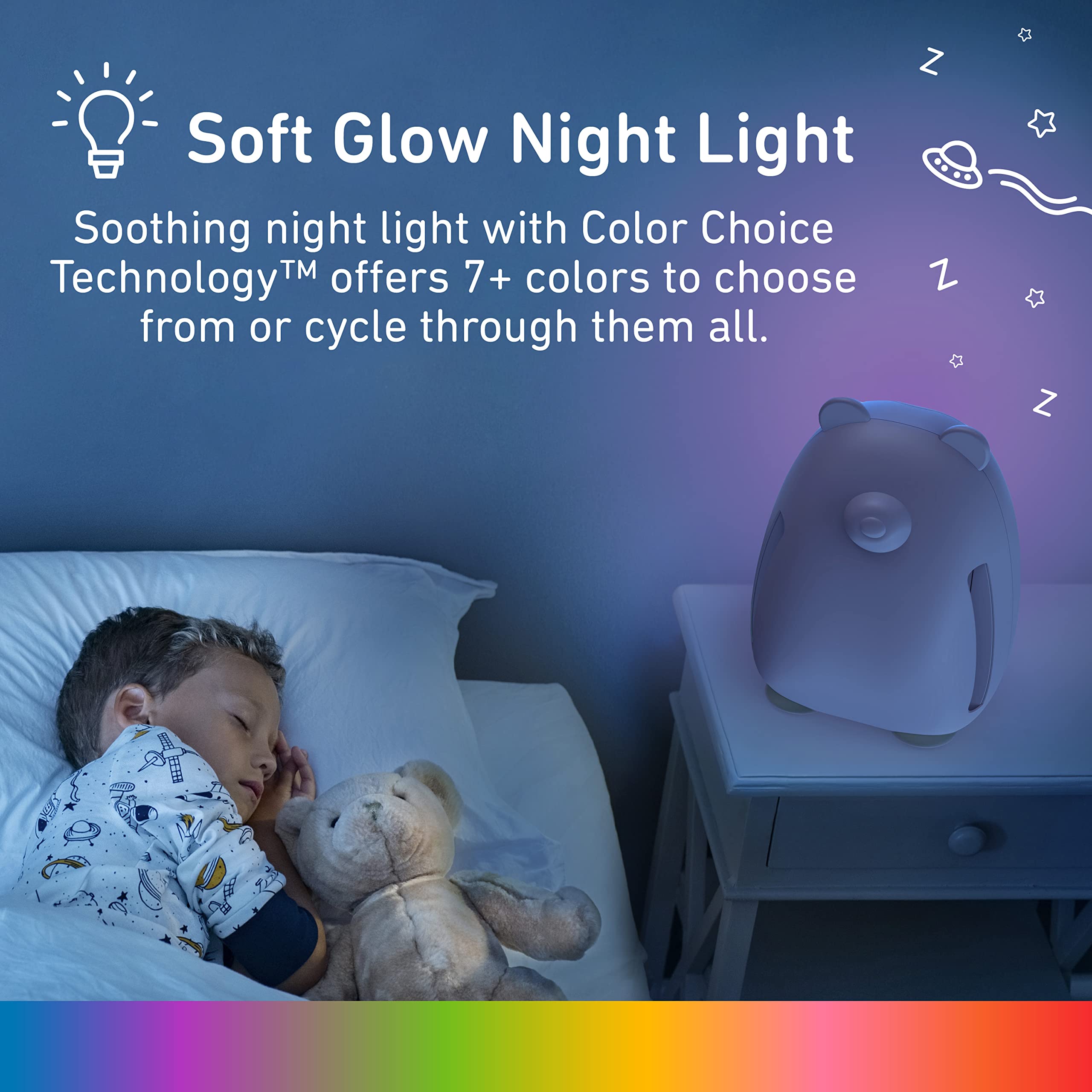 Pure Enrichment PureBaby Kids Bear Air True HEPA Air Purifier - 4 Stage Air Filtration, UV-C Light, and Night Light for Medium-Large Rooms - Baby Nurseries, Kid Bedrooms (White)