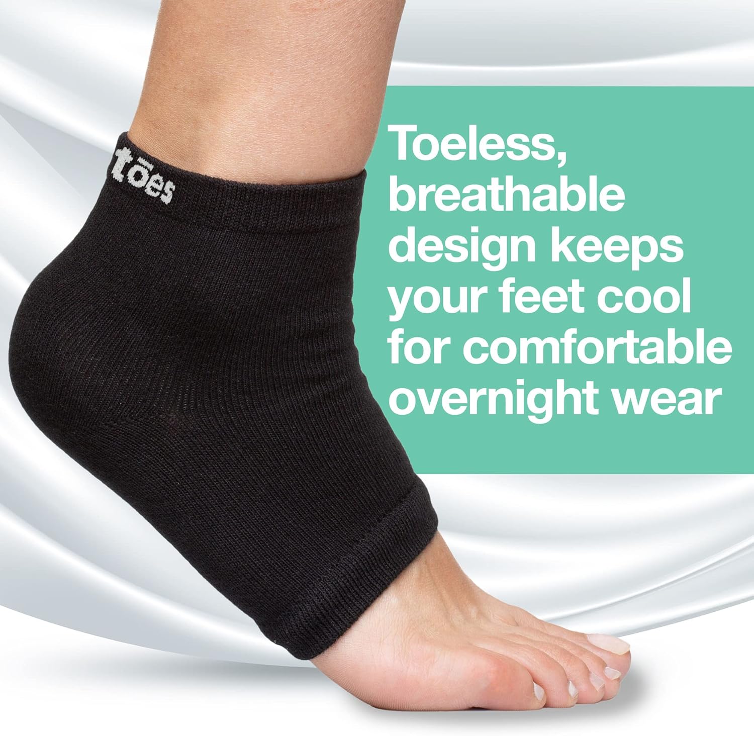 ZenToes Moisturizing Heel Socks - Cracked Heel Treatment with Vitamin E & Jojoba Oil | Black Cotton, Regular Size