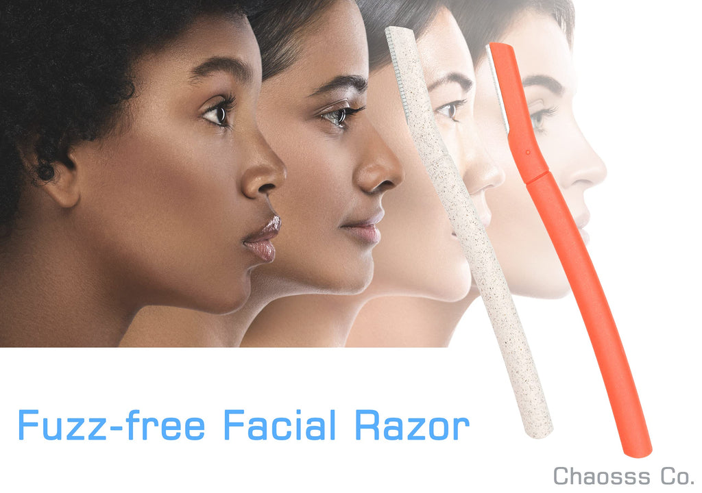 ChaosssCo Facial Fuzz-Free Razor, Eyebrow Trimmer Professional Exfoliating Dermaplaning Tool, Peach Fuzz Shaver and Multipurpose Home Skin Care for Women (Pack of 4, 2 Orange and 2 Gray)