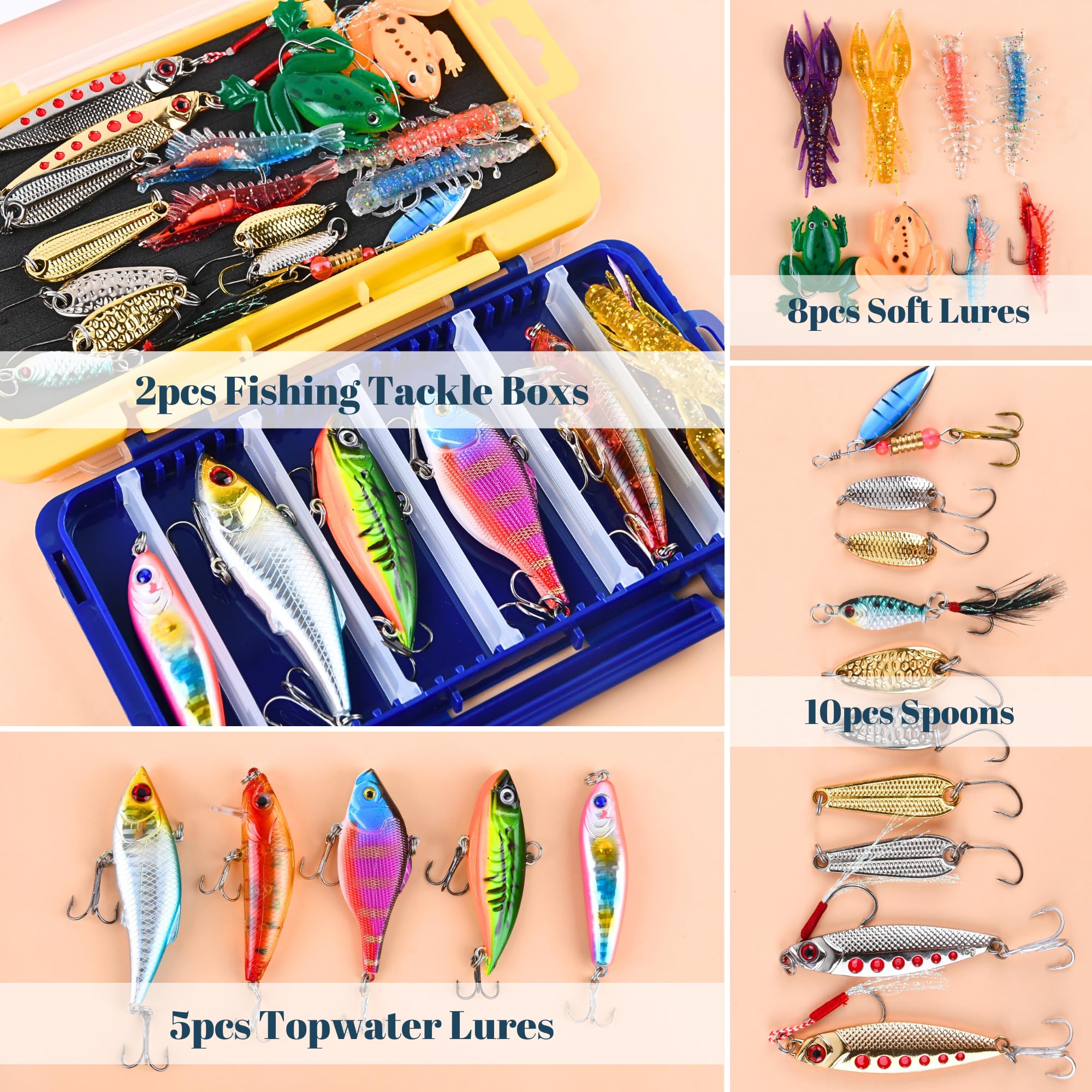 Fishing Advent Calendar 2025 for Men - Fishing Lures Kit with Tackle Box Advent Calendar for Fisher Teen Boys - 2025 Xmas Holiday Surprise Gift for 24 Days Christmas Countdown