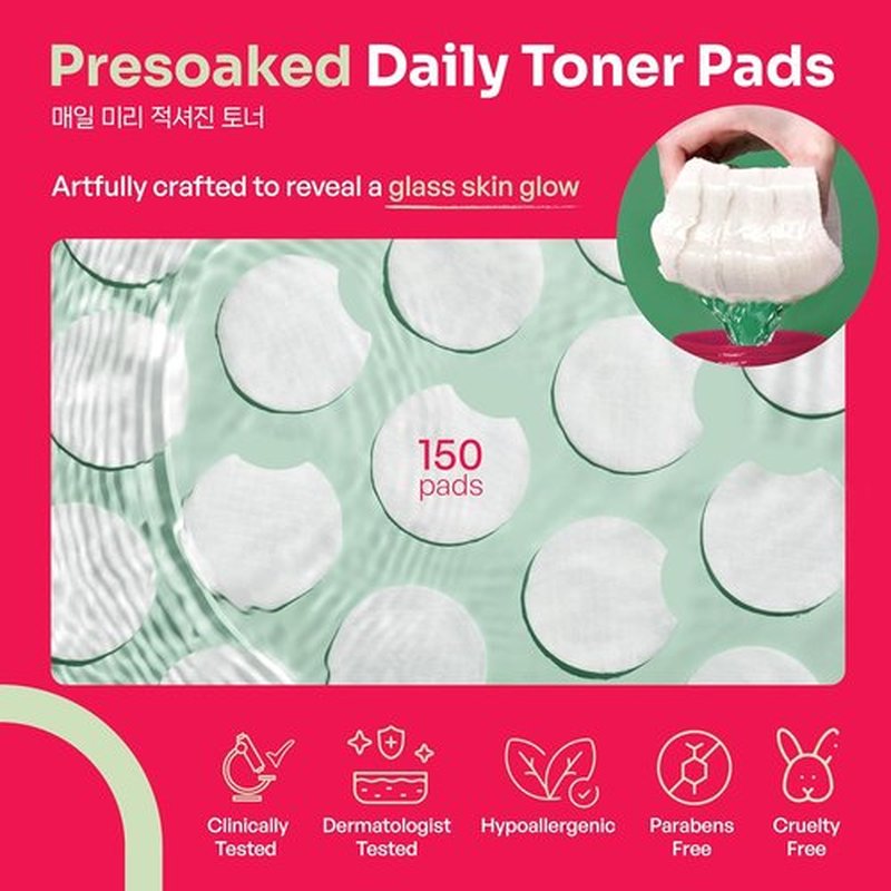 **Regine Switzerland Glycolic Acid Toner Pads - Exfoliating & Brightening with Green Tea & Centella | 150 Dual Texture Pads**