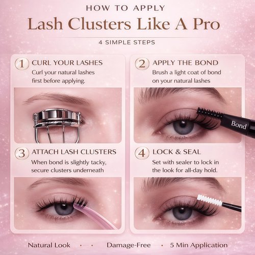Lash Clusters Kit, Eyelash Clusters Individual Lash Extension Kit Pcs D Curl Fluffy Wispy False Eyelashes Extensions Thin Band with Bond Seal Tweezers Brush Removers (30D+40D KIT 9-16mm)