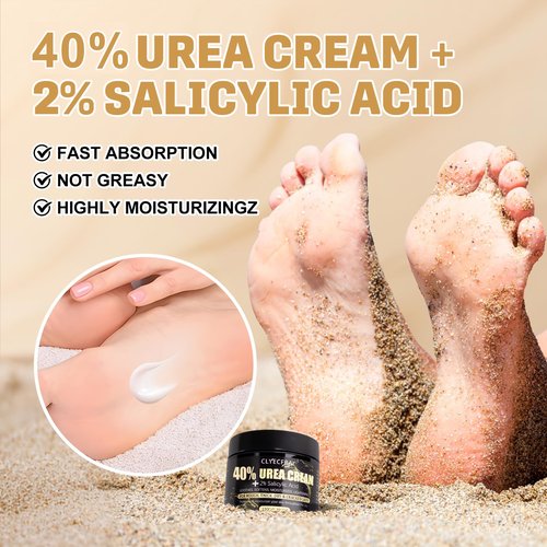 Clyecfra 40% Urea Cream with 2% Salicylic Acid, Urea Cream 40 Percent for Feet & Hands- Maximum Strength Moisturizer for Rough, Dry, Thick & Cracked Skin, Callus Remover, Deep Hydration, 150g