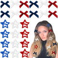 YAEISM 24PCS Star Hair Clips 3 Colors Bow Hair Clips Satin Small Hair Bows Metal Snap Star Clips Y2K Coquette Barrettes American Flag Clips Hair Accessories for Women