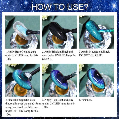 NAILGIL Cat Eye Gel Nail Polish Set, 9D Cat Eyes Polish Glass Effect with Magnet Stick, 3-Color Shifting Magnetic Gel Polish Chameleon Galaxy Effect Professional Use for Salon, 8 Colors