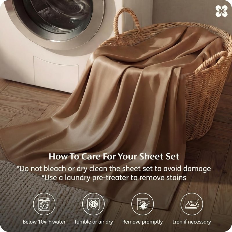 Bedsure Queen Sheet Set - Cooling Rayon from Bamboo | Breathable, Soft & Silky Bedding - Khaki, Deep Pocket Up to 16 Inches