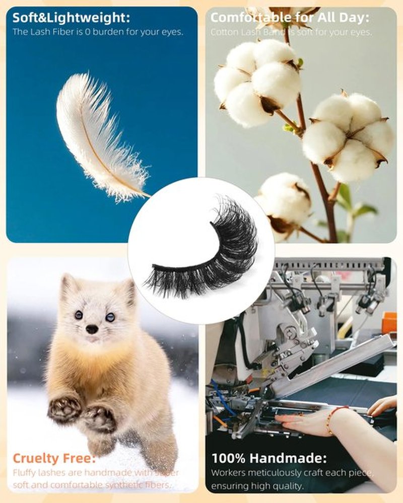 False Eyelashes Full Mink Lashes Long Eyelashes 200D Wispy Thick Russian Strip Lashes Cat Eye Volume Lash Strips D Curvature Dramatic 7 Pairs Fake Lash Extensions by Boahankuke