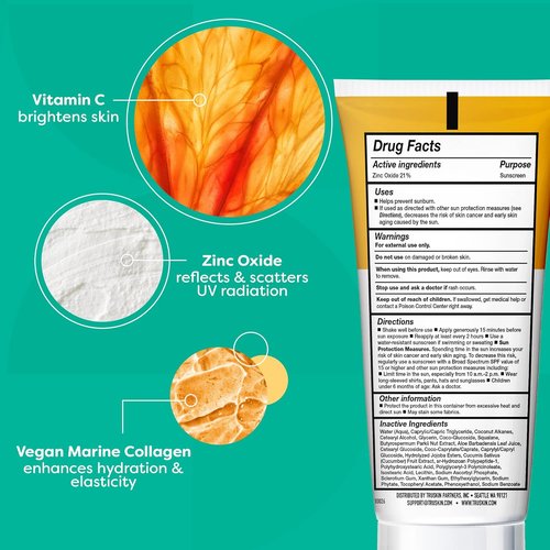 TruSkin Mineral Sunscreen SPF 30 - Broad Spectrum Zinc Oxide Protection with Squalane & Vitamin C | 1.7 fl oz