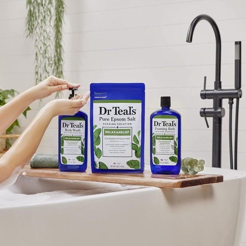 Dr Teal's Body Wash - Relax & Relief with Pure Epsom Salt, Eucalyptus & Spearmint | 24 fl oz (Pack of 4)