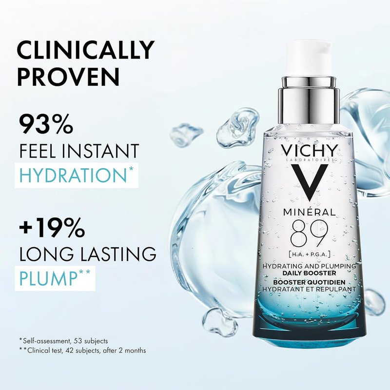 Vichy Mineral 89 Booster - Pure Hyaluronic Acid Serum for Hydration & Skin Repair | Lightweight, Oil-Free