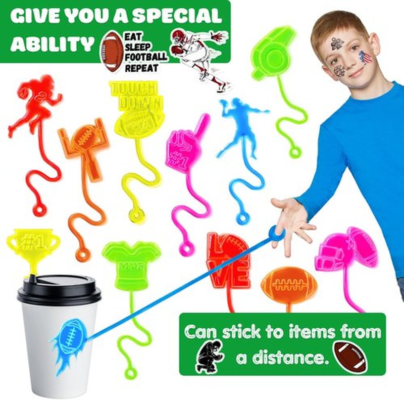 48PCS Football Party Favors - 24PCS Temporary Tattoos & 24PCS Stick Hands - Perfect Birthday Favors, Goodie Bag Stuffers, Treasure Box Toys, Classroom Prizes, and Student Gifts