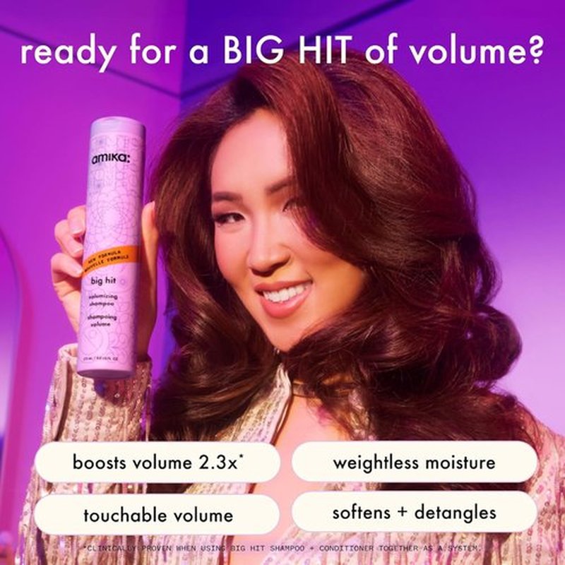 Amika Big Hit Volumizing Shampoo - Boosts Volume & Thickness | 10 Fl Oz